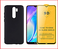 Чехол-накладка + защитное стекло 9D для Xiaomi Redmi 9 / Poco M2