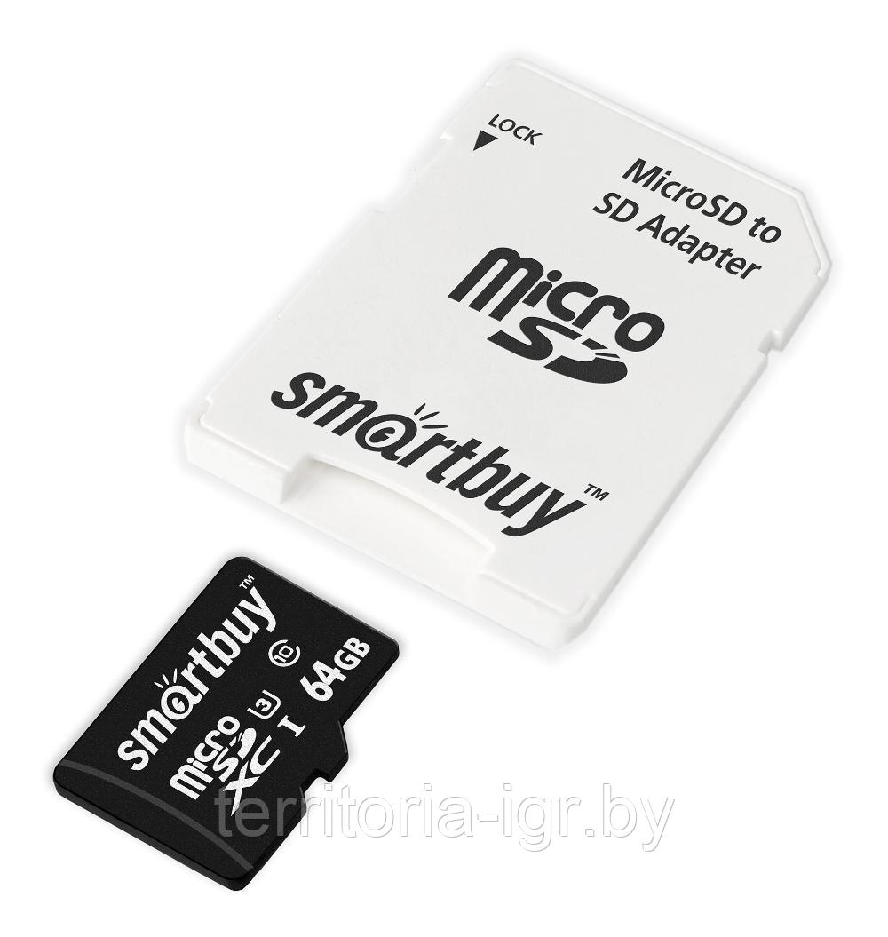 Карта памяти micro SDXC SB64GBSDCL10U3L-01 64GB class10 PRO (U3) с адаптером Smartbuy - фото 2 - id-p183909776