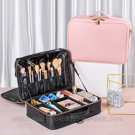 Сумка для косметики, портфель визажиста жен «CALZETTl» pink low big, фото 2