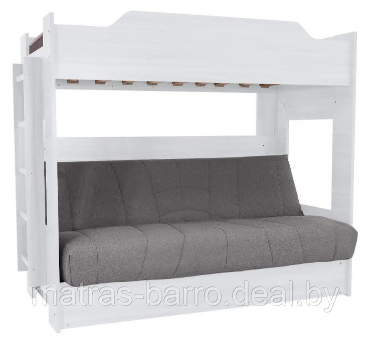 Двухъярусная кровать с диван-кроватью белая (ткань чехла бирюза) - фото 4 - id-p183918714