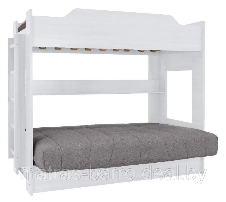 Двухъярусная кровать с диван-кроватью белая (ткань чехла бирюза) - фото 5 - id-p183918714