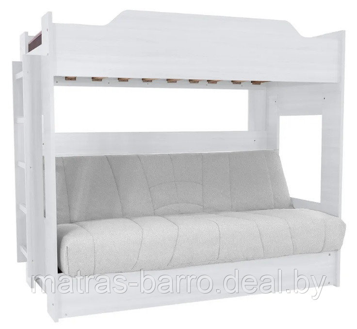 Двухъярусная кровать с диван-кроватью белая (ткань чехла бирюза) - фото 7 - id-p183918714