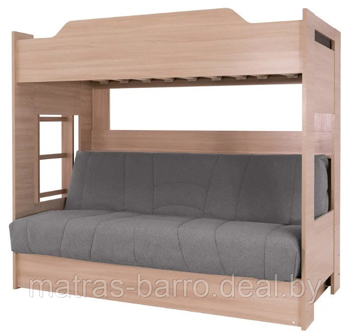 Двухъярусная кровать с диваном (чехол серый)