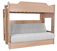 Двухъярусная кровать с диваном (чехол светло-серый)