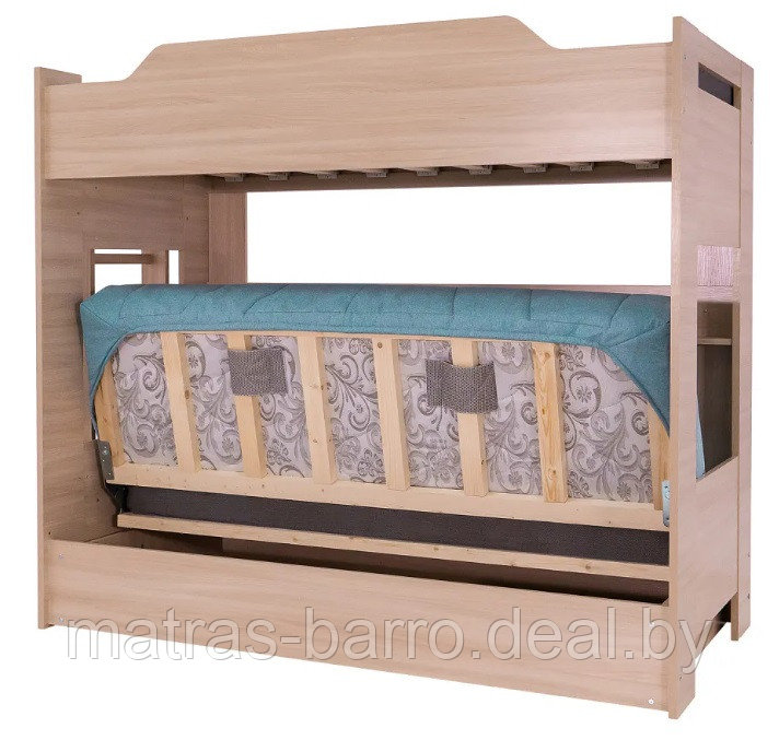 Двухъярусная кровать с диваном (чехол Бирюза) - фото 6 - id-p183918747