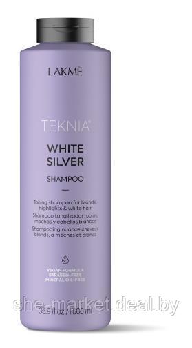 Шампунь оттеночный для осветленных, светлых и седых волос TEKNIA 2020 WHITE SILVER, 1л. (Lakme) - фото 1 - id-p183919176