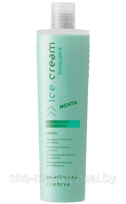 Шампунь освежающий для ежедневного применения мятный Shampoo Refreshing Mint, 300мл (Inebrya) - фото 2 - id-p183920439