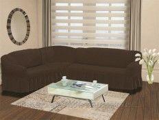 Чехол на угловой диван универсальный Bulsan' темно-коричневый - фото 1 - id-p183925270