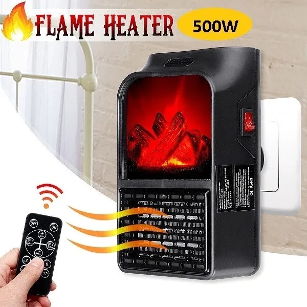 Мини обогреватель "Камин" Flame Heater (Handy Heater) с пультом управления, 1 000 Вт - фото 2 - id-p111165033