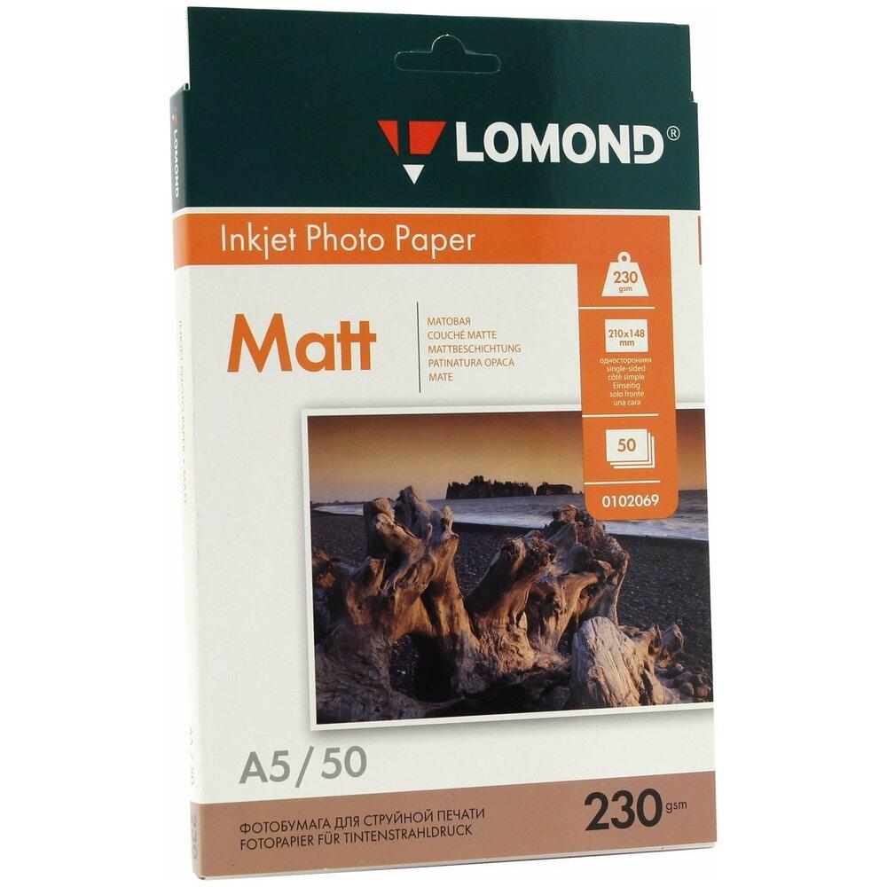 Фотобумага Lomond матовая односторонняя А5, 230 г/м2, 50 л. (0102069) - фото 1 - id-p183939447