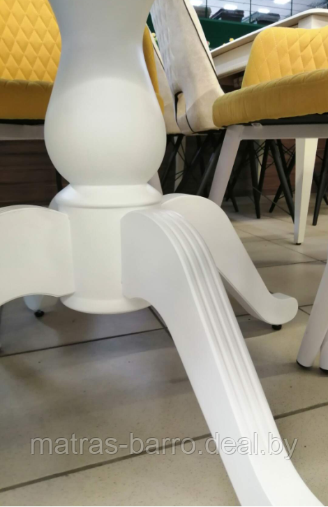 Кухонный круглый стол Фабрицио-1 со столешницей стекло фотопечать "Мрамор" (тон Эмаль белая) - фото 3 - id-p153863316
