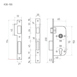 Корпус замка КЗВ-100 (70мм) (хром) НОРА-М, фото 2