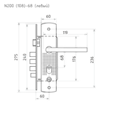 Замок врезной N200 (108)-68мм Левый (мат.никель) НОРА-М, фото 2