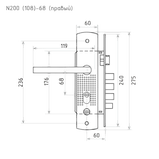 Замок врезной N200 (108)-68мм Правый (мат.никель) НОРА-М, фото 2