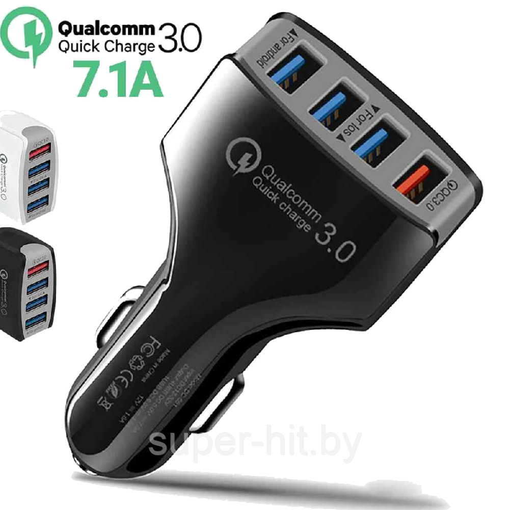 Автомобильное зарядное устройство 4 USB 7А QC 3.0 LZ-KC08 - фото 5 - id-p183960964