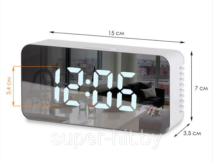 Часы электронные настольные зеркальные LED Mirror Clock DS-3622L - фото 2 - id-p183960730