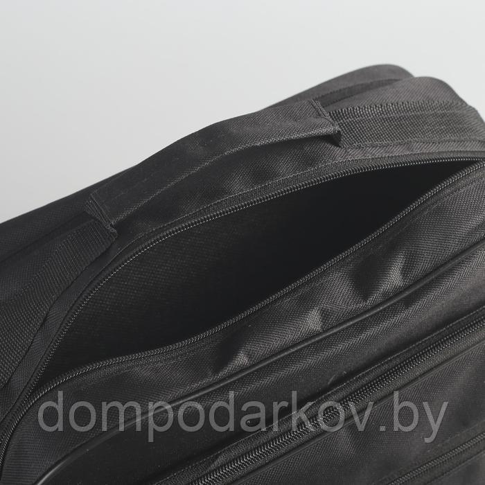 Сумка мужская, отдел на молнии, 2 наружных кармана, длинный ремень, цвет чёрный - фото 5 - id-p183967610