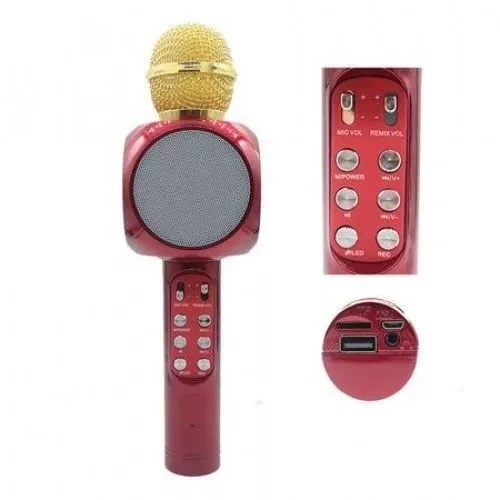 Беспроводной оригинальный караоке-микрофон с колонкой WSTER WS-1816 Red (красный) - фото 2 - id-p143514677