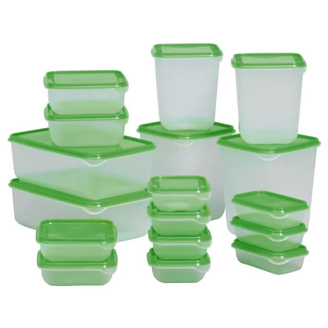 Контейнер для еды / пластиковый бокс, набор для сыпучих 17 штук (зелёный) - фото 2 - id-p143613158