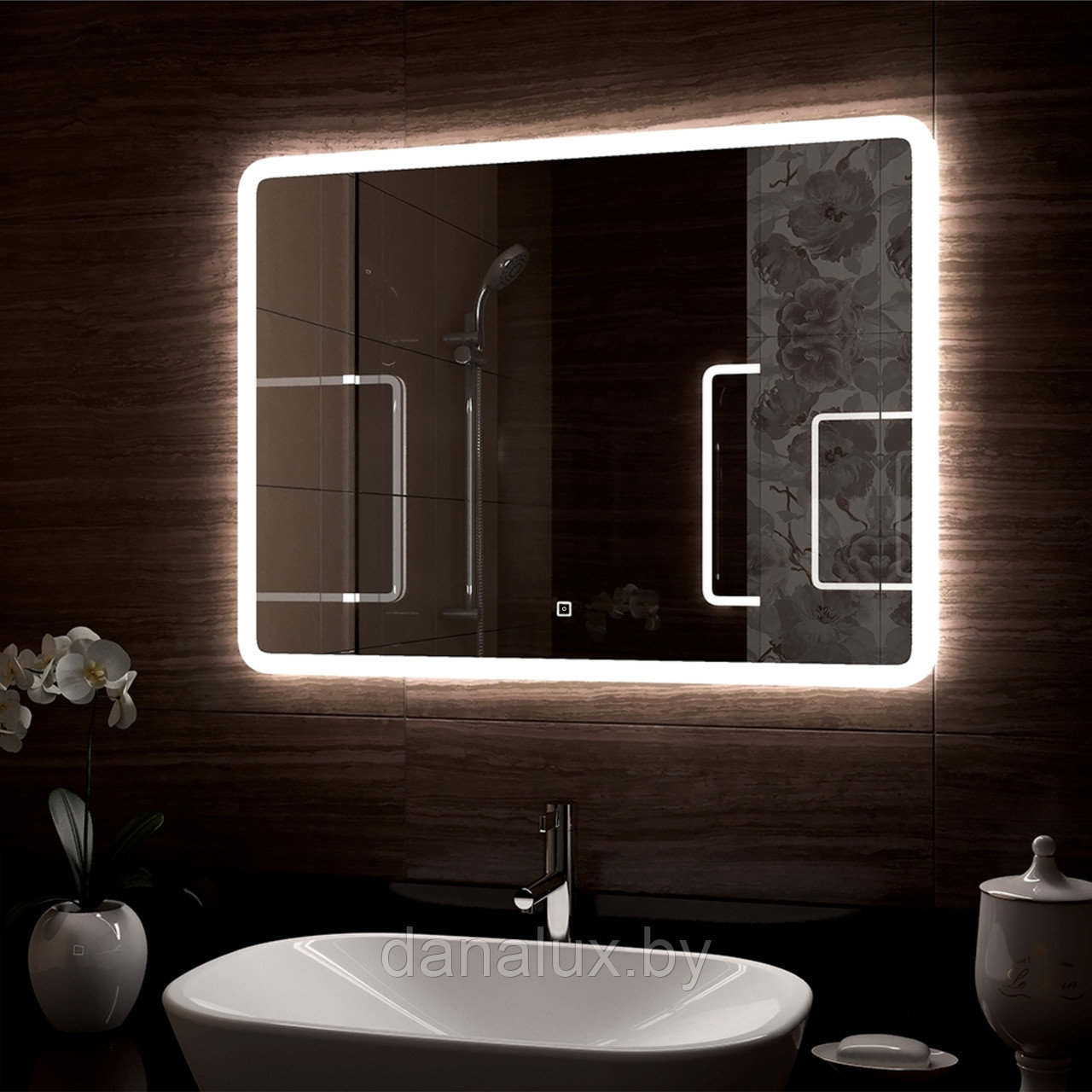 Зеркало с подсветкой Континент Demure LED 80х70 - фото 2 - id-p183974456