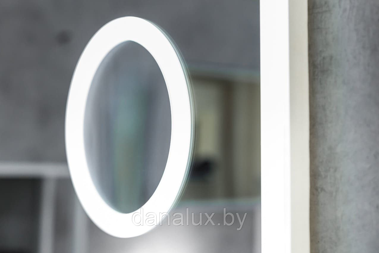 Зеркало с подсветкой Континент Bliss LED 80х60 с увеличительным зеркалом и часами - фото 3 - id-p183974462