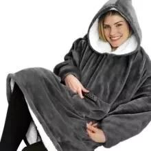 Плед Huggle с капюшоном Ultra Plush Blanket Hoodie (Серый) - фото 2 - id-p108484029