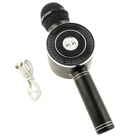 Караоке микрофон с колонкой и подсветкой WS668 Black, фото 2