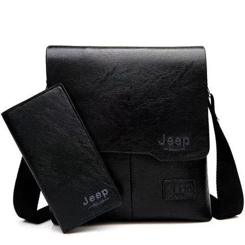 Мужская сумка планшет Jeep Buluo + Портмоне (черный) - фото 1 - id-p133040420