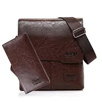 Мужская сумка планшет Jeep Buluo + Портмоне (коричневый)