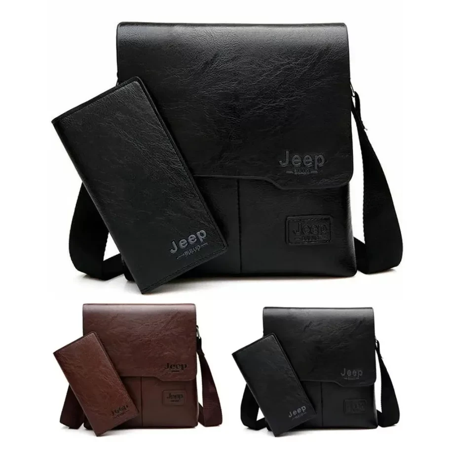 Мужская сумка планшет Jeep Buluo + Портмоне (коричневый) - фото 2 - id-p164048889