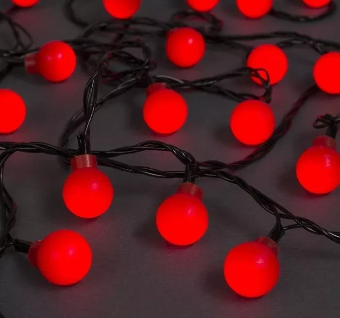 Светодиодная гирлянда "Шарики" 20 лампочек, 9 м (красный)