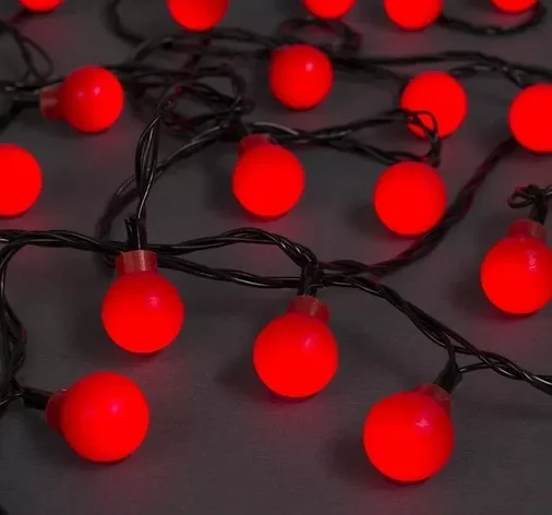 Светодиодная гирлянда "Шарики" 20 лампочек, 9 м (красный), фото 2