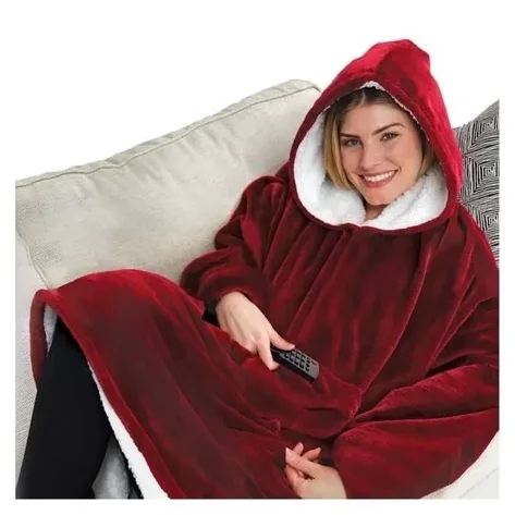 Плед Huggle с капюшоном Ultra Plush Blanket Hoodie (Красный), фото 2