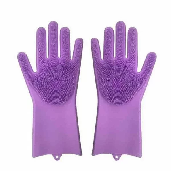 Многофункциональные силиконовые перчатки Magic Brush (серый) - фото 3 - id-p129708373