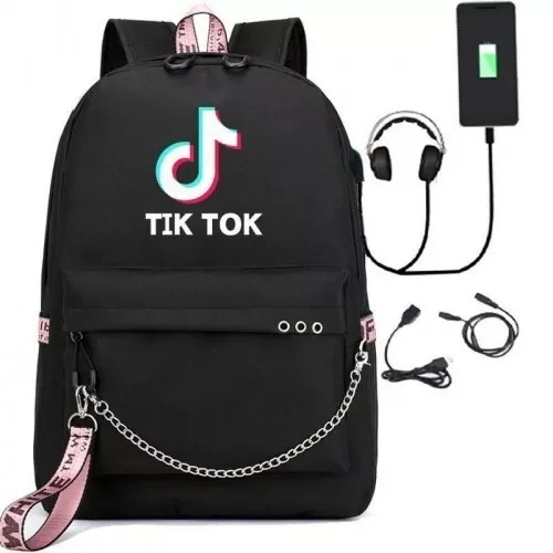 Рюкзак Tik Tok с usb (чёрный) - фото 1 - id-p148518728