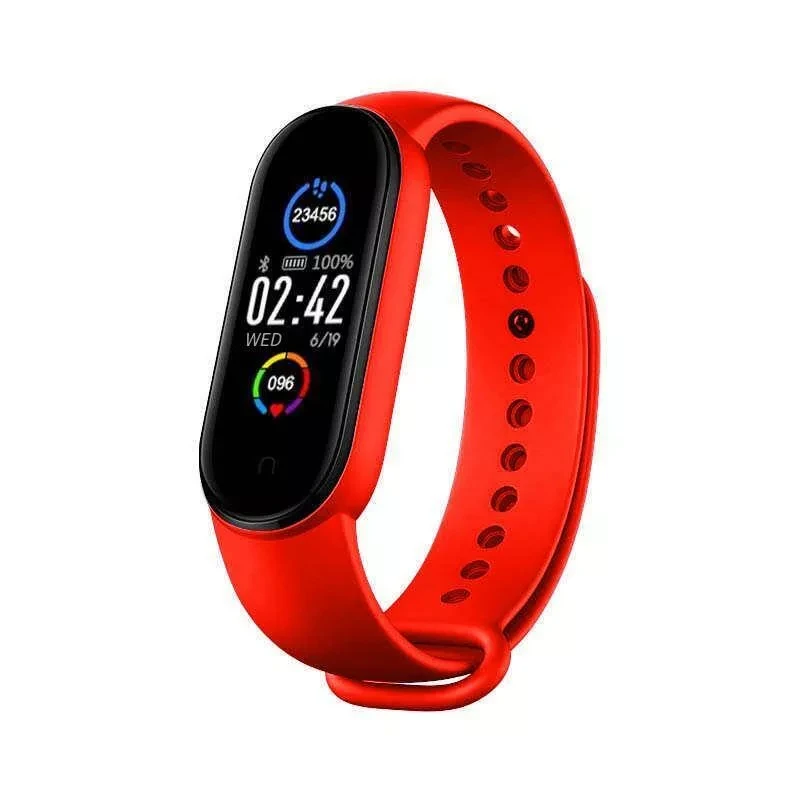 Умный фитнес браслет SmartBand M6 / Спортивные часы для бега с пульсометром Xiaomi реплика (красный) - фото 1 - id-p165474944