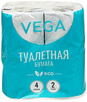 Бумага туалетная Vega «Эко» 4 рулона, ширина 90 мм, серая