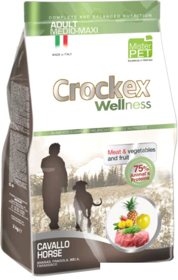 Сухой корм для собак Crockex Wellness Medio-Maxi Adult Horse & Rice 12 кг - фото 1 - id-p180985441