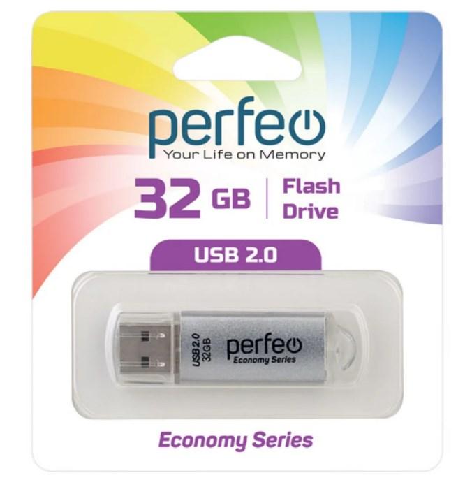 USB накопитель Perfeo с колпачком 32GB Silver (USB 2.0) - фото 1 - id-p184092371