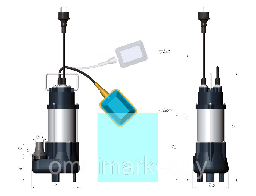 Дренажно-фекальный насос Unipump Fekapump V 750F (без режущего элемента), Россия - фото 2 - id-p184097140