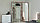 Шкаф пятидверный распашной Джулия с зеркалами (ДЗЗЗД) и порталом (крафт серый/белый глянец), фото 4