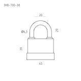 Замок навесной всепогодный ЗНВ-700-38 (45мм) (3кл.) НОРА-М, фото 2