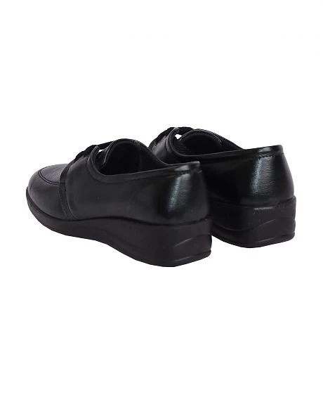 Туфли женские на шнуровке черные иск. кожа - фото 2 - id-p127416719