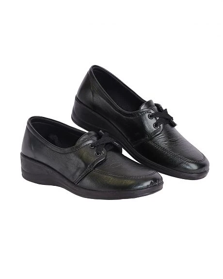 Туфли женские на шнуровке черные иск. кожа - фото 3 - id-p127416719