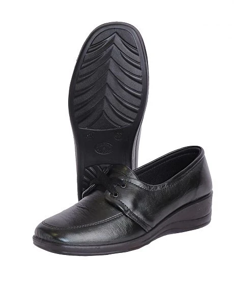 Туфли женские на шнуровке черные иск. кожа - фото 1 - id-p127416719