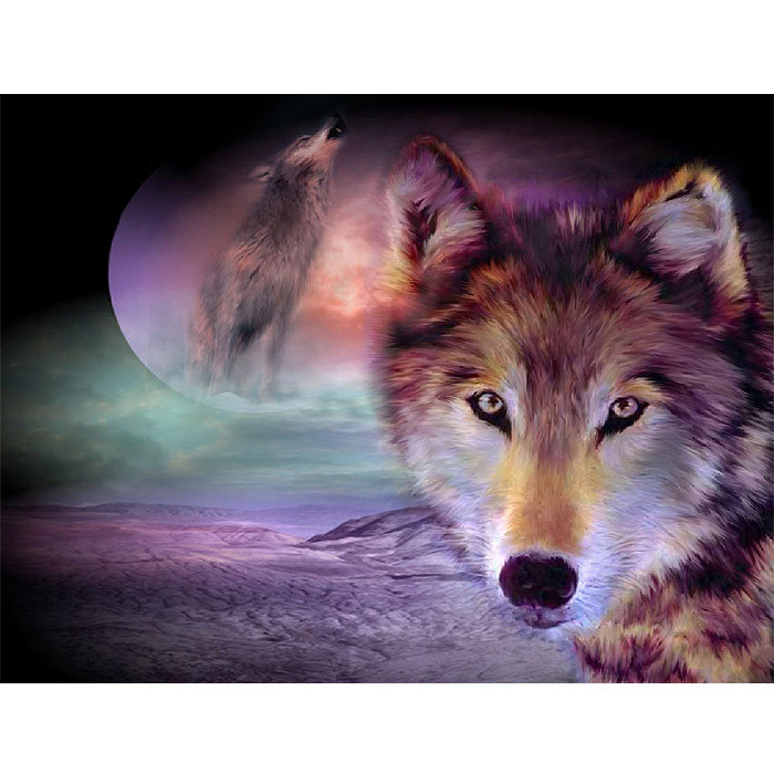 Алмазная живопись "Darvish" 30*40см Волк и луна, фото 1