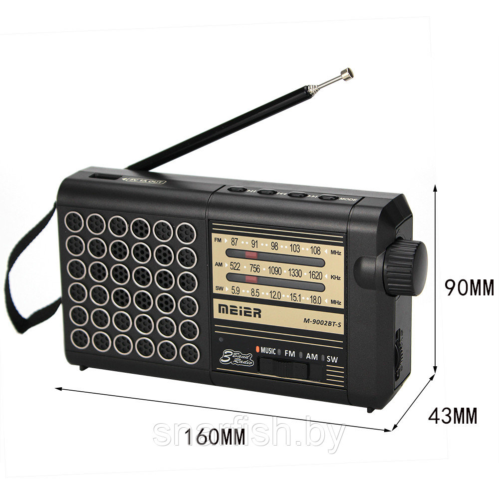 Радиоприемник Meier Mr mr9002b, USB, microSD, Bluetooth, солнечная панель, USB лампа - фото 4 - id-p184122723
