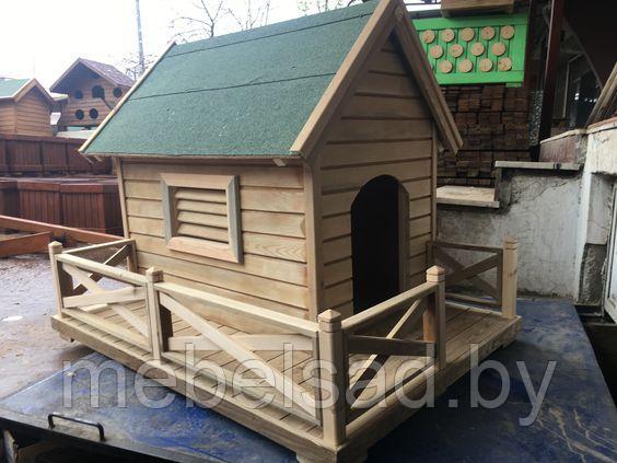 Будка для собаки деревянная "ШарикоFF №15 М" с террасой утепленная - фото 1 - id-p184123280