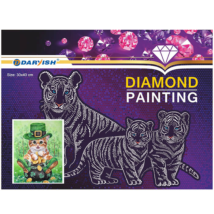 Алмазная живопись "Darvish" 30*40см Котёнок-лепрекон - фото 5 - id-p184123609