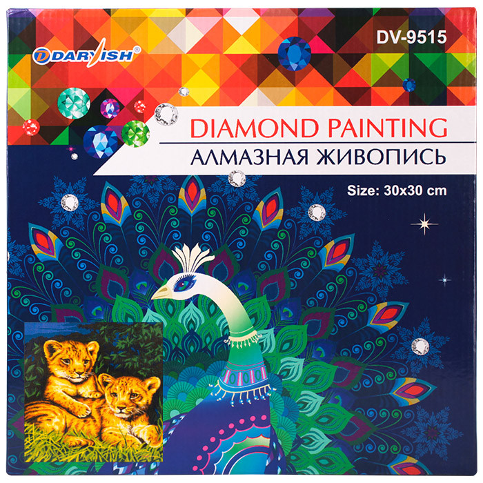 Алмазная живопись "Darvish" 30*30см Тигрята - фото 6 - id-p184123758